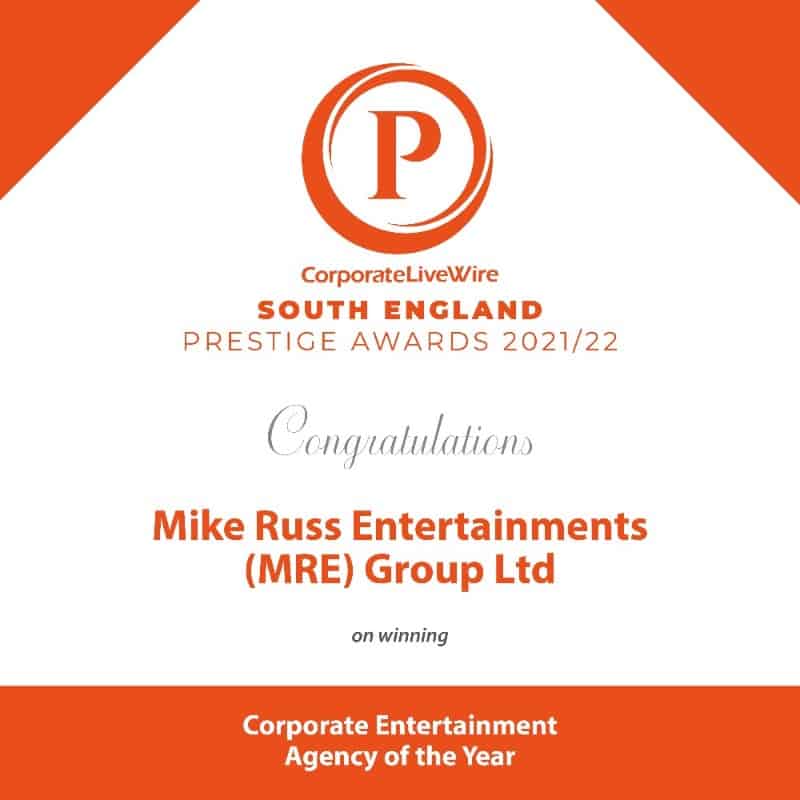 Winner of South of EEngland Best Corporate Entertainment Agency